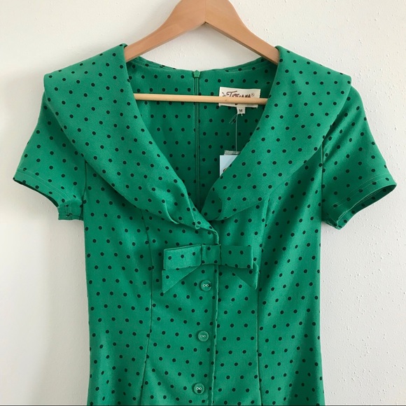 Tatyana Dresses & Skirts - FINAL SALE! Tatyana green dress black polka dots